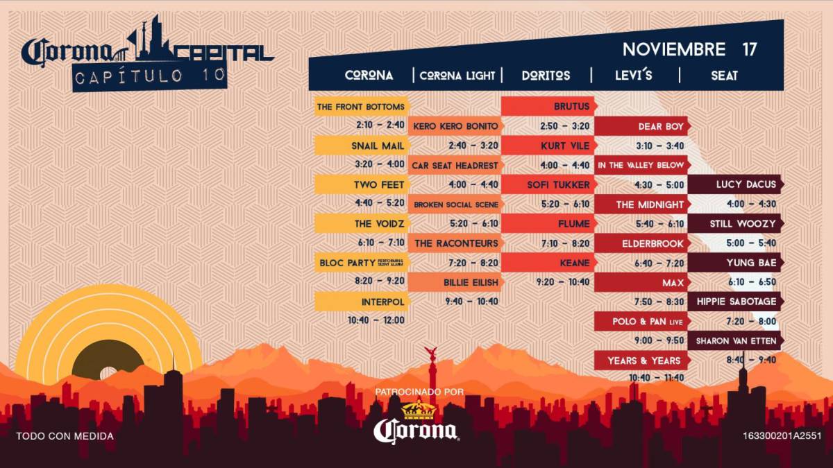 Horarios Y Grupos Por Escenario Domingo Para El Corona Capital