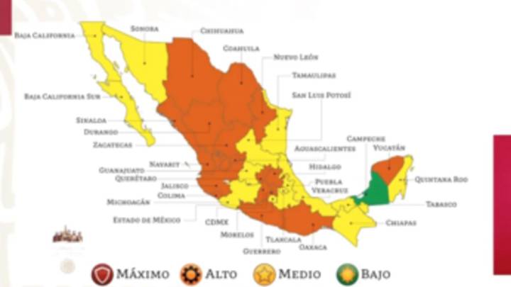 Mapa Del Semaforo Epidemiologico En Mexico Del 12 Al 25 De Octubre As Mexico